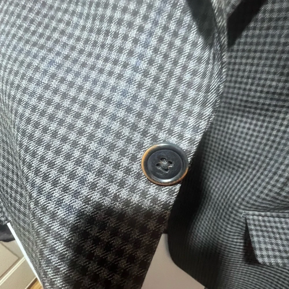 Michael Kors 100% Wool Blazer 40S Grey Houndstooth Sport Coat Short